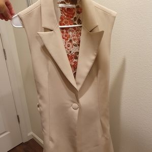 Tailored Blazer vest blush beige color